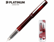 Platinum Platinum Prefounte Crimson Red plnicí pero, F, v plastovém obalu, na blistru, vínové