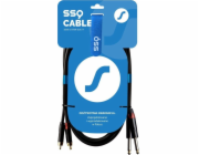 SSQ RCAJM5 - Kabel 2x RCA - 2x Jack Mono 6 3 mm 3 m Černý