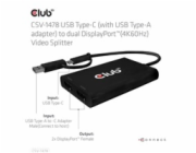 Club3D Video rozbočovač MST USB-C (USB-A adaptér) na 2xDP 4K60Hz Video splitter