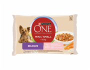 PURINA One mini jemné - mokré krmivo pro psy - s lososem a rýží - 4 x 100g