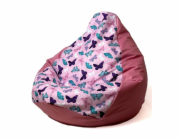 Sako bag pouffe Potisk hrušek tmavě růžový-motýl L 105 x 80 cm