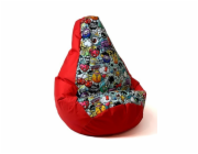 Sako bag pouffe Potisk hrušky červená-graffiti XL 130 x 90 cm