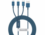 Kabel USB 3v1 Baseus Superior Series, USB na micro USB / USB-C / Lightning, 3,5 A, 1,5 m (modrý)