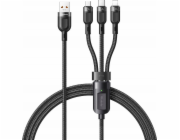 Kabel 3v1 z USB na USB-C / Lightning / Micro USB, Mcdodo CA-0930, 6A, 1,2 m (černý)