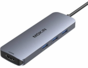 Adaptér MOKiN Hub 8v1 USB-C na 2x 4K 60Hz HDMI + USB-C + 3x USB 3.0 + SD + Micro SD (stříbrný)