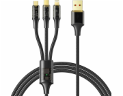 Kabel 3v1 z USB na USB-C / Lightning / Micro USB, Mcdodo CA-3330, 1,2 m (černý)