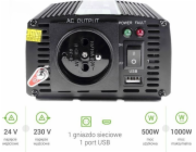 Převodník Green Cell 24V na 230V 500W/1000W