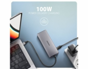 AXAGON HMC-6G2L, USB 10Gb/s hub, 2x USB-A, 1x USB-C, HDMI 4k/60, RJ-45, PD 100W, kabel USB-C 15cm