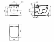 Ideal Standard i.life B, závěsné WC vč. Sendvičové sedátko s měkkým dovíráním, bílá - rozteč šroubů 180 mm