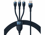 Kabel 3v1 USB Baseus USB 3v1 Baseus Flash Series, USB-C + Micro + Lightning 66W, 1,2 m (modrý)