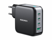 Nástěnná nabíječka GaN Rocoren 3x USB-C, 1x USB, Power Delivery 3.0, 100 W (černá)