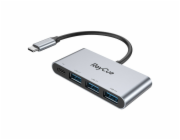 RayCue rozbočovač 4 v 1 USB-C na 3x USB-A 3.0 5Gb/s + PD 3.0 100W (šedý)