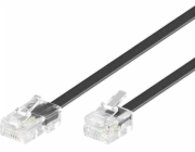 Kabel telefonní rovný 8P4C plug - 6P4C plug 3m - černý