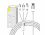 Kabel 3v1 USB Baseus řady StarSpeed, USB-C + micro + Lightning 3,5A, 1,2 m (bílý)