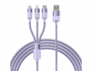 Kabel USB 3v1 Baseus řady StarSpeed, USB-C + Micro + Lightning 3,5A, 1,2 m (fialový)