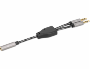 AV adaptér Manhattan Jack 3,5 mm - Jack 3,5 mm x2 šedý (356121)