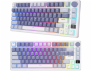 Bezdrátová mechanická klávesnice Royal Kludge RKM75 RGB, stříbrné klávesy (modré)