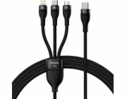 Kabel USB 3v1 Baseus Flash Series 2, USB-C + micro USB + Lightning, 100 W, 1,5 m (černý)