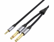 Cable audio mini jack 3.5mm to 2x  6.5mm Vention BARHG 1.5m (grey)