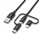 Cable Choetech IP0030, MFi 3in1, USB-A/Lightning/Micro USB/USB-C, 5V, 1,2m (black)