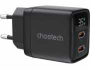 Wall charger GAN3 USB-C+C PD35W Choetech PD6051 (black)