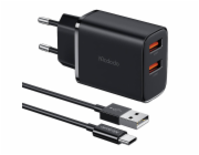 Mcdodo CH-5072 USB-A*2, 12W power charger + USB-A to USB-C cable (black)