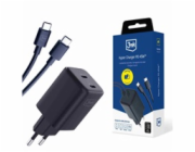 3mk Hyper Charger PD 45W+USB Cable C to C Black