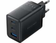 Wall charger, Vention, FERB0-EU,  2xUSB-C, USB- A, 65W/65W/30W, GaN (black)