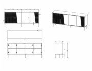 4D ABI komoda 200x45x88 matná černá