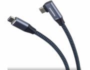 USB-C zahnutý kabel ( USB 3.2 GEN 2x2, 5A, 100W, 20Gbit/s ) 3m hliníkové krytky konektorů, bavlněný oplet