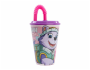 Dětský kelímek na vodu s brčkem STOR 74530 430 ml Paw Patrol Skye (růžový)