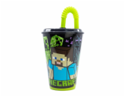 Kelímek na vodu s brčkem pro děti STOR 40430 430 ml Minecraft (černý)