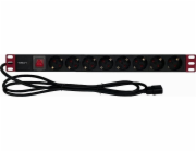 Techly Power strip Rack 1U 8x Schuko, vypínač, C14 kabel 2m