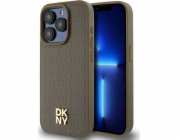 DKNY  DKHMP14XPSHRPSW iPhone 14 Pro Max 6.7 hnědé/hnědé pevné pouzdro Kožený vzor Kovové logo MagSafe