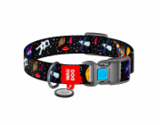 Nylon dog collar with QR code Waudog "NASA" size L