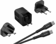 Nabíječka Energizer Energizer Ultimate - Multiplug EU / UK / US GaN 20W PD nástěnná nabíječka + kabel USB-C (černý)