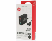 Hama rychlá stolní USB nabíječka, 4x USB-A, 1x USB-C, PD/QC, 51 W, 1,2 m