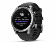 Garmin fenix® E – 47 mm, AMOLED, Nerezová ocel a Černý silikonový řemínek