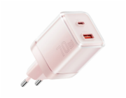 Wall charger Yueqi 70W GaN USB-C + USB-A (pink)