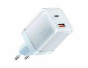 Wall charger Yueqi 70W GaN USB-C + USB-A (blue)