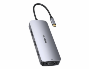 HUB 8in1 MOKiN USB-C VGA+2xHDMI (silver)