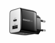 Wall charger, Essager, ECT33W-LJB01-Z, GaN, 1xUSB-A, 1xUSB-C, 33W (black)