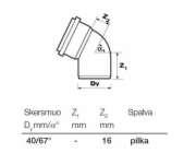 Vnitřní drenážní koleno, Wavin O 40 mm, 67°