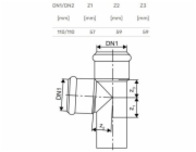 T-kus pro vnitřní odvodnění Skolan, 110 mm x 110 mm, 87°