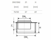Vnitřní kanalizace krátký přechod HTplus, O 50 / 75 mm