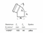 Vnitřní drenážní koleno Wavin, O 110 mm, 67°