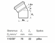 Vnitřní drenážní koleno Wavin, O 110 mm, 30°