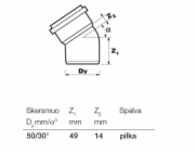 Vnitřní drenážní koleno Wavin, O 50 mm, 30°