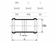 Vnitřní kanalizační dvojspojka HTplus, O 110 mm
