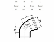 Vnitřní kanalizační koleno HTplus, O 50 mm, 87°